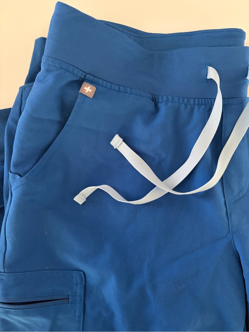 Figs Women’s Royal Blue Cargo Jogger with Light Blue Drawstrings - Picture 2 of 6